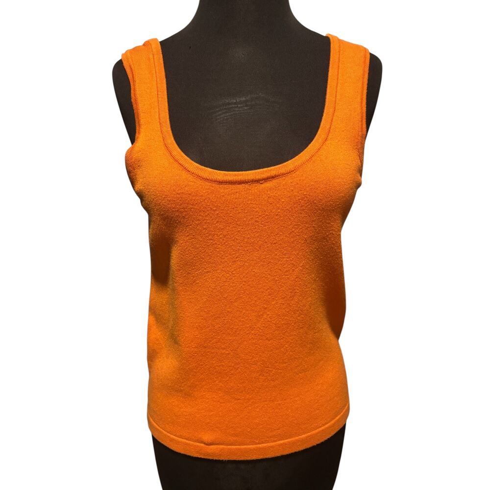 Ellen Tracy Linda Allard Vintage Orange Tank Cami Stretch Top Sz M Rayon Blend